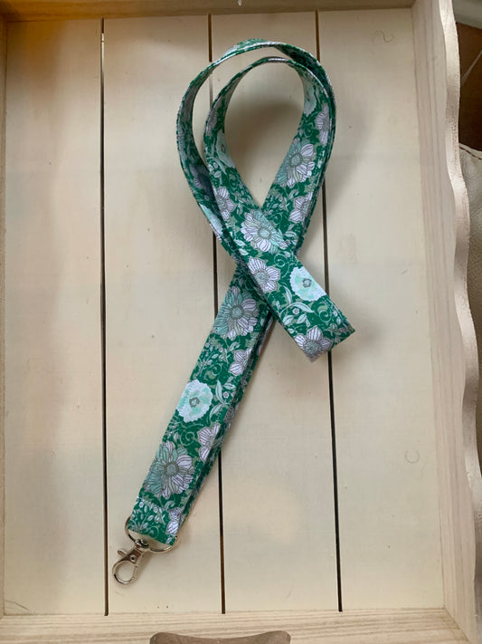 Green Floral Lanyard