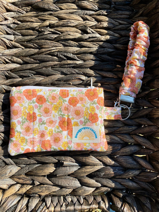 Retro Floral Coin Purse and Wristlet Bundle