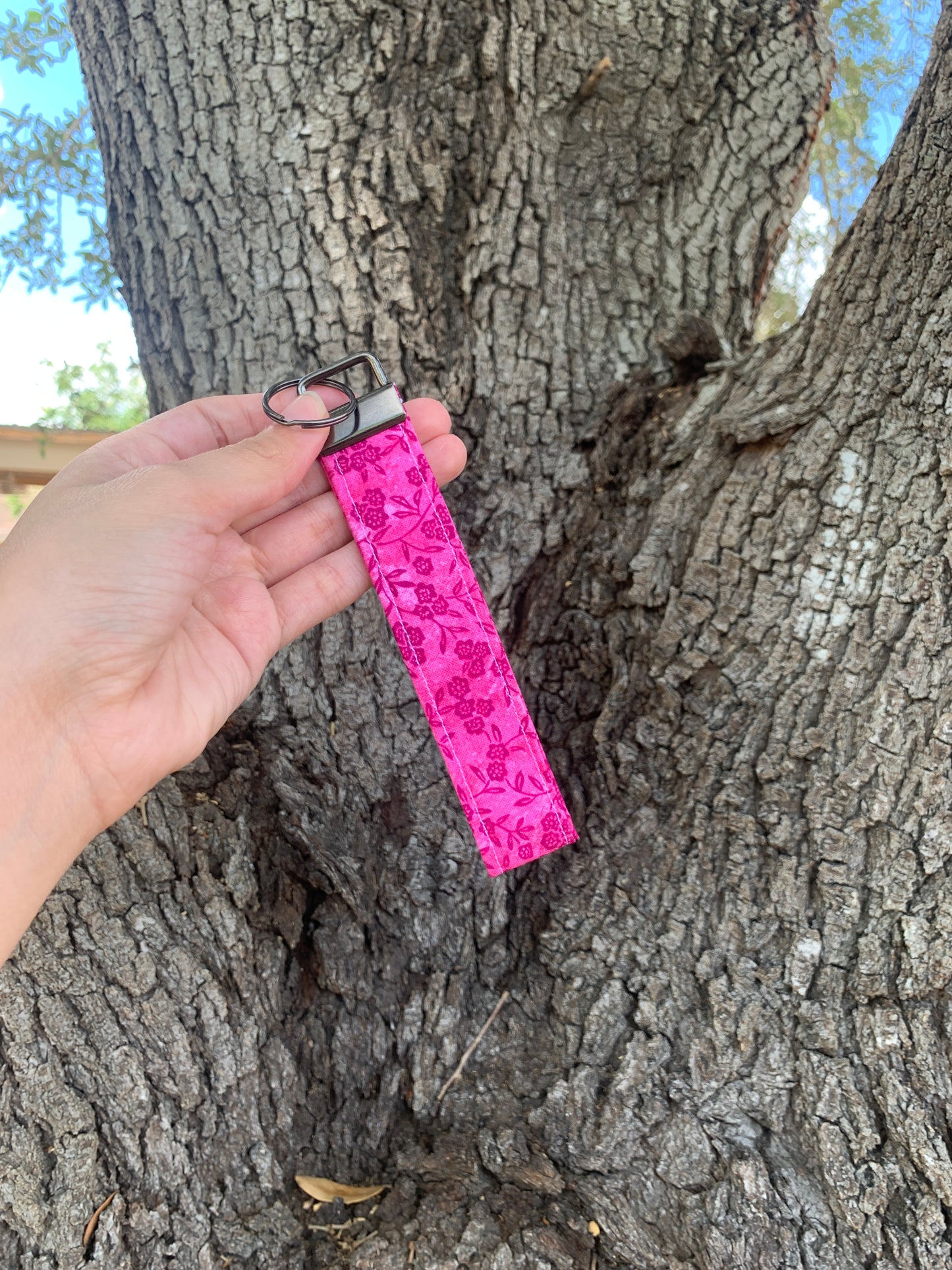 Pink Floral Key Fob