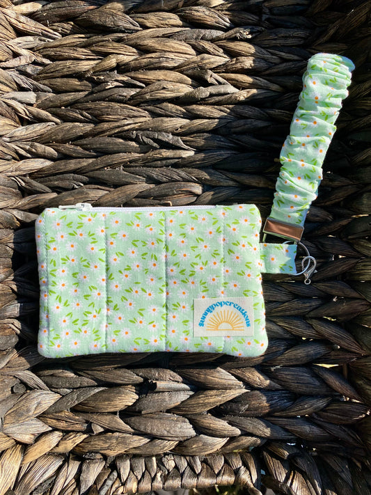 Green Floral Coin Purse and Wristlet Bundle