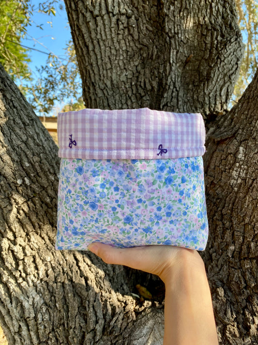 Blue Floral Fabric Basket