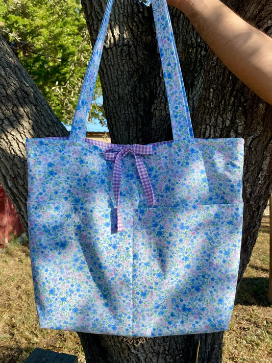 Blue Floral Mix Tote Bag