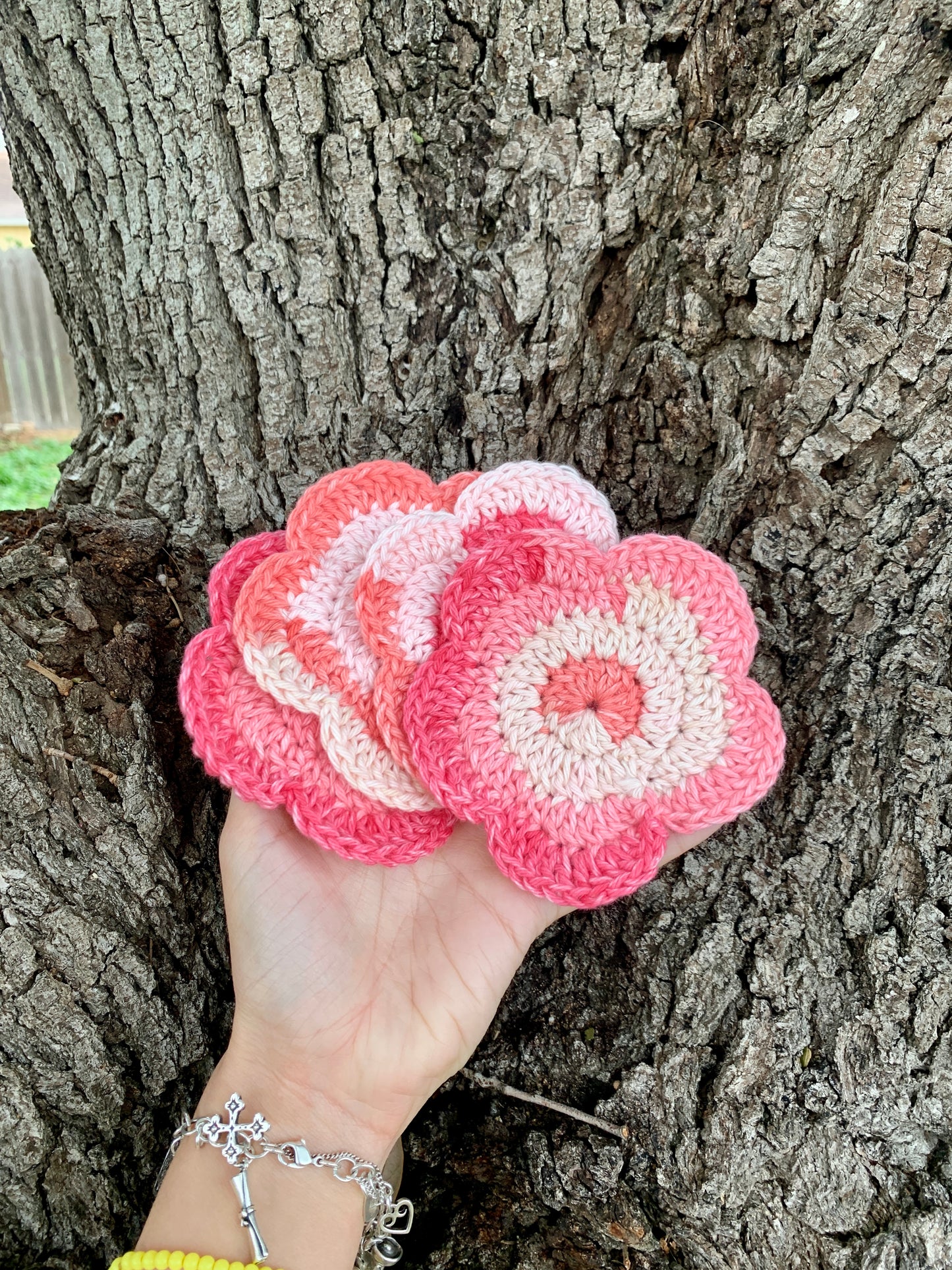 Valentine Pink Ombré Crochet Coasters